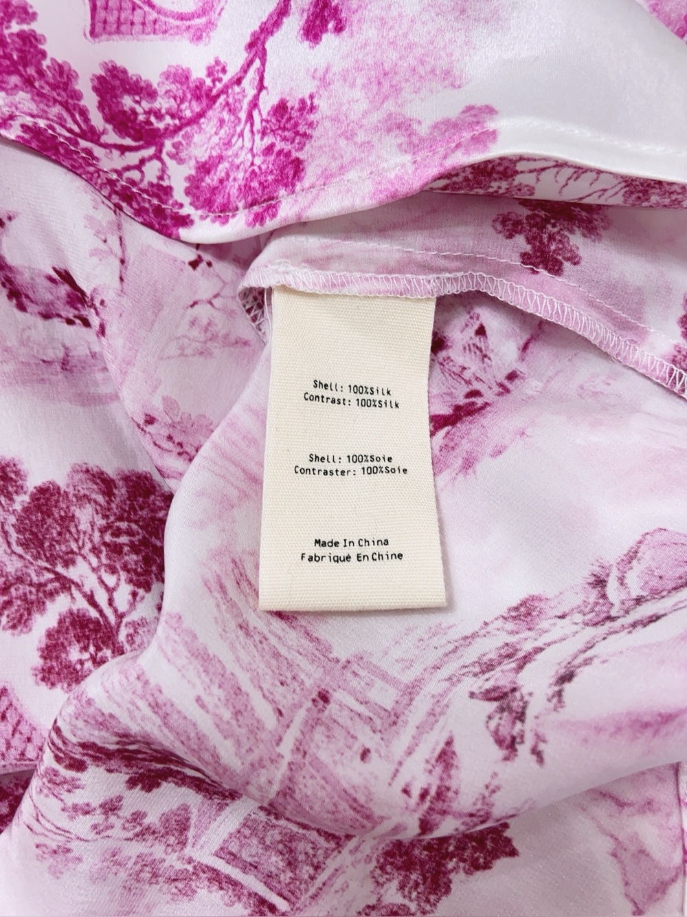 NWT L'Agence Tyler Silk Blouse Top In White/pink Small Porcelain Toile - Picture 8 of 8